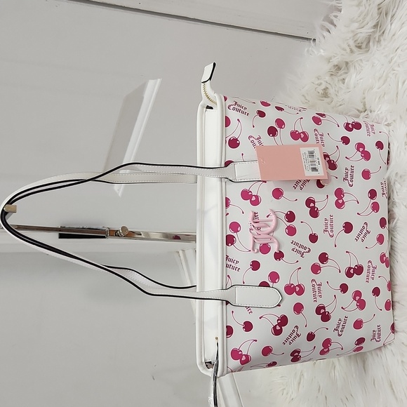🔹️Juicy Couture🔹 Cherry On top Print Whire and Pink Cherry Tote Bag And Wallet - Picture 12 of 12